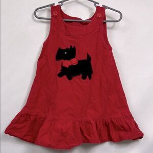 Gymboree Red Cotton Corduroy jumper with Black Scotty dog appliqué size 2T